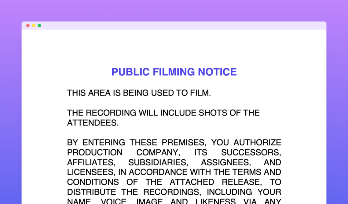 Public Filming Notice